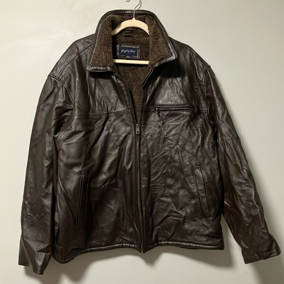 Joseph & Feiss Brown leather winter jacket - Picture 1 of 5